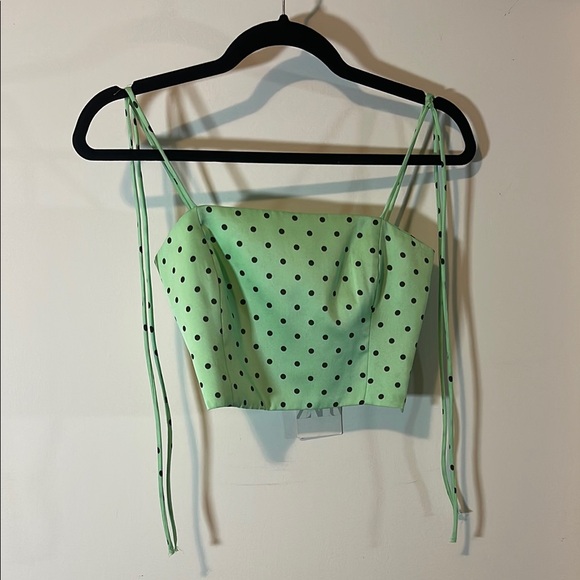 Mint Green Polka Dot Crop Top - Picture 1 of 1